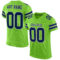 NeonGreen0158 Custom Neon Green Navy-Gray Mesh Authentic Football Jersey