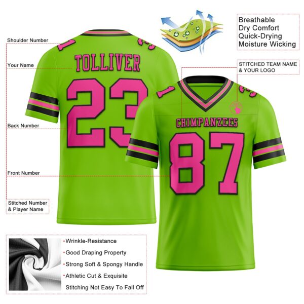 Custom Neon Green Pink-Black Authentic Football Jersey