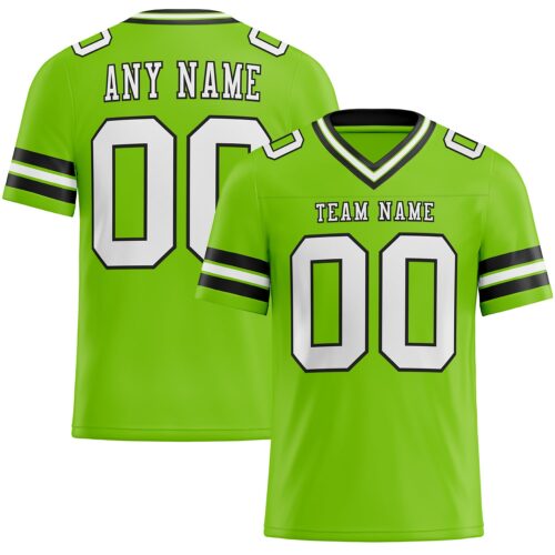 Custom Neon Green White-Black Authentic Football Jersey