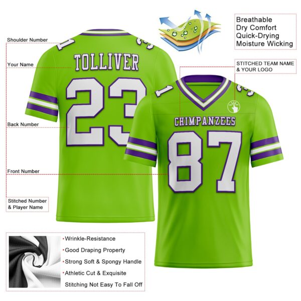 Custom Neon Green White-Purple Authentic Football Jersey