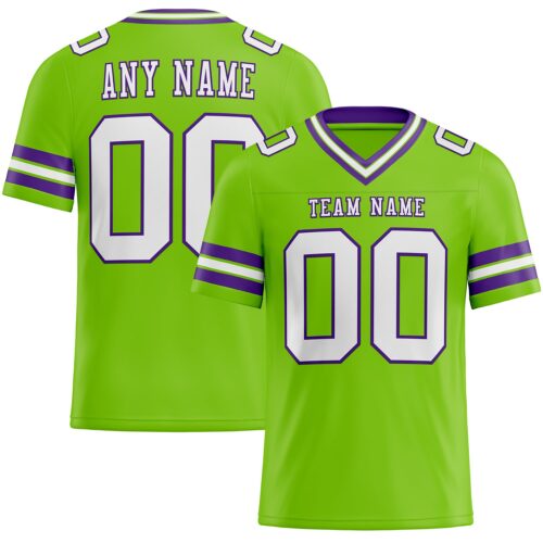 NeonGreen0181 Custom Neon Green White-Purple Authentic Football Jersey