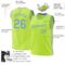 Custom Neon Green Light Blue-White Authentic Throwback Basketball Jersey