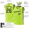 Custom Neon Green Black-White Authentic Throwback Basketball Jersey