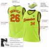Custom Neon Green Orange-Black Authentic Throwback Basketball Jersey