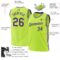 Custom Neon Green Purple-White Authentic Throwback Basketball Jersey