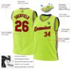 Custom Neon Green Red-Navy Authentic Throwback Basketball Jersey
