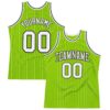 Custom Neon Green White Pinstripe Black Authentic Basketball Jersey