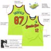 Custom Neon Green Orange-Royal Authentic Throwback Basketball Jersey