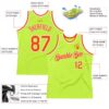 Custom Neon Green Orange-White Authentic Throwback Basketball Jersey