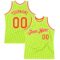 Custom Neon Green Orange-White Authentic Throwback Basketball Jersey