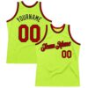 Custom Neon Green Red-Black Authentic Throwback Basketball Jersey