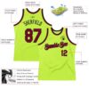 Custom Neon Green Maroon-Black Authentic Throwback Basketball Jersey