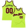 Custom Neon Green Maroon-Black Authentic Throwback Basketball Jersey