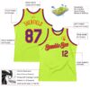 Custom Neon Green Purple-Orange Authentic Throwback Basketball Jersey
