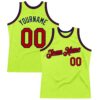 Custom Neon Green Red-Navy Authentic Throwback Basketball Jersey