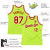Custom Neon Green Red-White Authentic Throwback Basketball Jersey