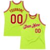 Custom Neon Green Red-White Authentic Throwback Basketball Jersey