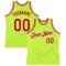 Custom Neon Green Red-White Authentic Throwback Basketball Jersey