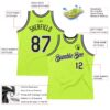 Custom Neon Green Black-White Authentic Throwback Basketball Jersey