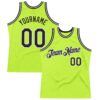 Custom Neon Green Black-White Authentic Throwback Basketball Jersey