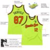 Custom Neon Green Orange-Black Authentic Throwback Basketball Jersey