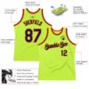 Custom Neon Green Navy-Orange Authentic Throwback Basketball Jersey