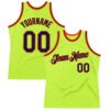 Custom Neon Green Navy-Orange Authentic Throwback Basketball Jersey