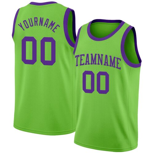 Custom Neon Green Purple Authentic Basketball Jersey