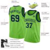 Custom Neon Green Navy Authentic Basketball Jersey
