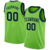 Custom Neon Green Navy Authentic Basketball Jersey