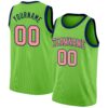Custom Neon Green Medium Pink-Navy Authentic Basketball Jersey