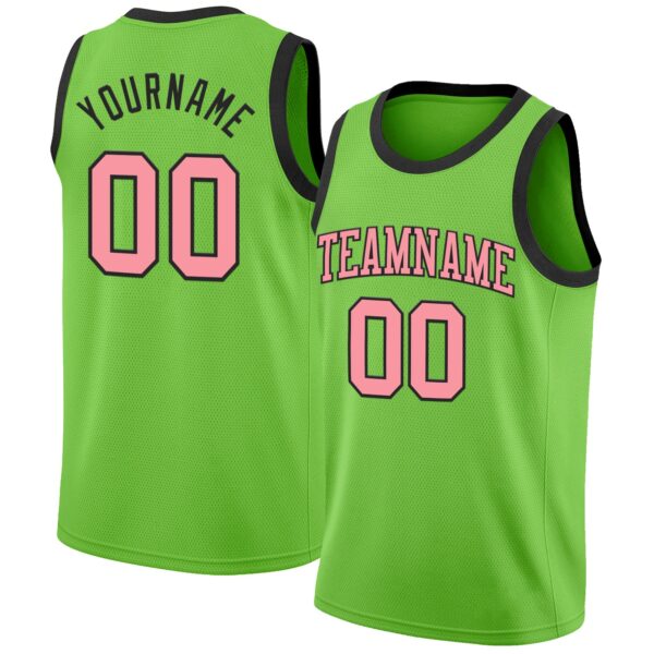 Custom Neon Green Medium Pink-Black Authentic Basketball Jersey