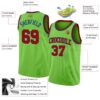 Custom Neon Green Red-Royal Authentic Basketball Jersey