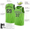 Custom Neon Green Black-White Authentic Basketball Jersey
