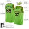 Custom Neon Green Navy-Gold Authentic Basketball Jersey