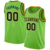 Custom Neon Green Navy-Gold Authentic Basketball Jersey