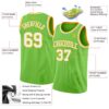 Custom Neon Green White-Gold Authentic Basketball Jersey