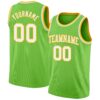 Custom Neon Green White-Gold Authentic Basketball Jersey