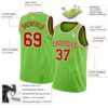 Custom Neon Green Red-White Authentic Basketball Jersey