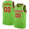 Custom Neon Green Red-White Authentic Basketball Jersey