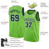 Custom Neon Green Navy-White Authentic Basketball Jersey