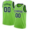 Custom Neon Green Navy-White Authentic Basketball Jersey