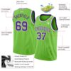 Custom Neon Green Purple-White Authentic Basketball Jersey