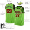 Custom Neon Green Red-Navy Authentic Basketball Jersey