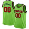Custom Neon Green Red-Navy Authentic Basketball Jersey