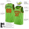 Custom Neon Green Orange-Black Authentic Basketball Jersey