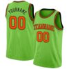 Custom Neon Green Orange-Black Authentic Basketball Jersey