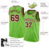Custom Neon Green Maroon-White Authentic Basketball Jersey