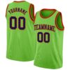 Custom Neon Green Navy-Orange Authentic Basketball Jersey