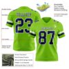 Custom Neon Green Navy-White Authentic Football Jersey